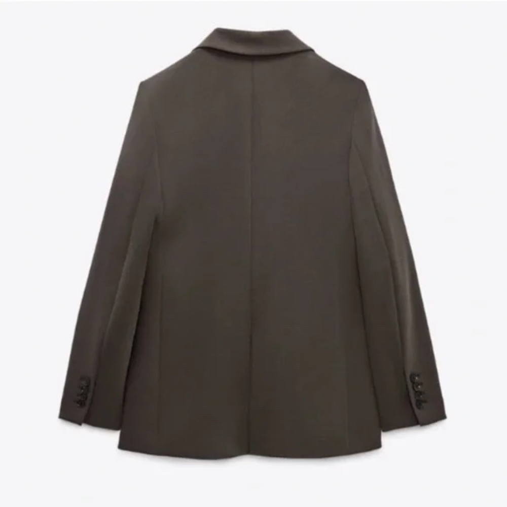 NWOT $129 Zara Dark Mink Straight Cut Button Blazer - Sz M - Picture 2 of 6